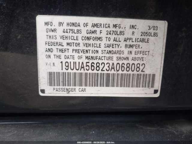 2003 ACURA TL 19UUA56823A068082 Photo 8