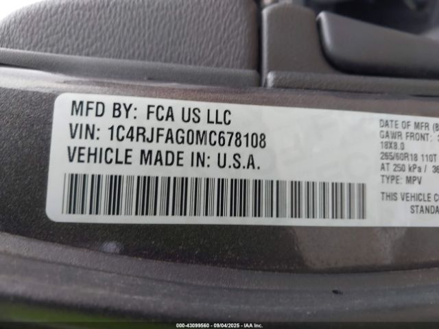2021 JEEP GRAND CHEROKEE 1C4RJFAG0MC678108 Photo 8