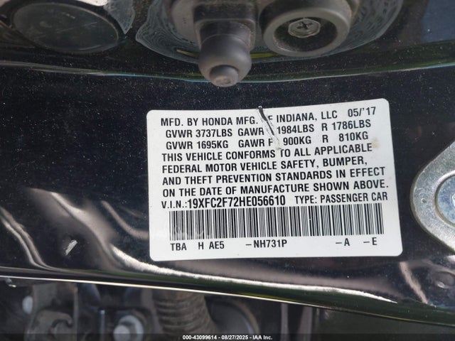 Honda k20c2 2017 19XFC2F72HE056610 Image 9