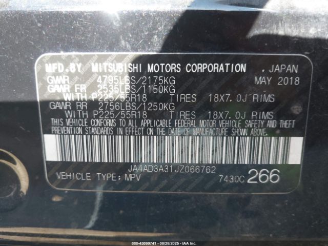 2018 MITSUBISHI OUTLANDER JA4AD3A31JZ066762 Photo 8
