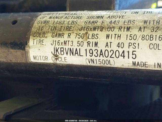 2003 KAWASAKI VN1500 JKBVNAL193A020415 Photo 9