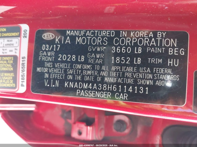KNADM4A38H6114131 KIA Rio
