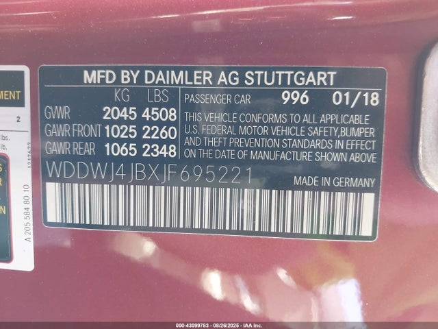 WDDWJ4JBXJF695221 Mercedes-Benz m274