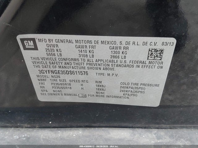 2013 CADILLAC SRX 3GYFNGE35DS611576 Photo 8