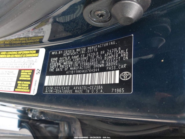4T1B11HK4KU764944 Toyota a25a-fks