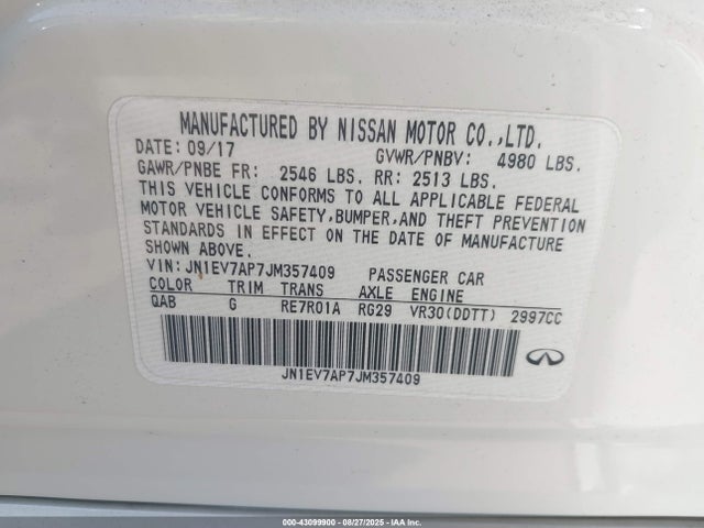 JN1EV7AP7JM357409 Infiniti Q50