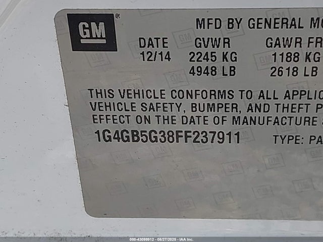 Buick lfx 2015 1G4GB5G38FF237911 Image 9