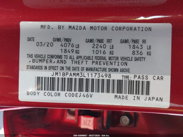 JM1BPAMM3L1173498 Mazda py cylinder deactivation