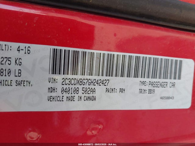 2C3CDXBG7GH242427 Dodge Charger