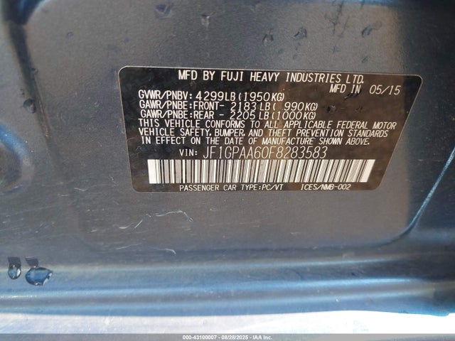 Subaru 2.0l na 2015 JF1GPAA60F8283583 Image 9
