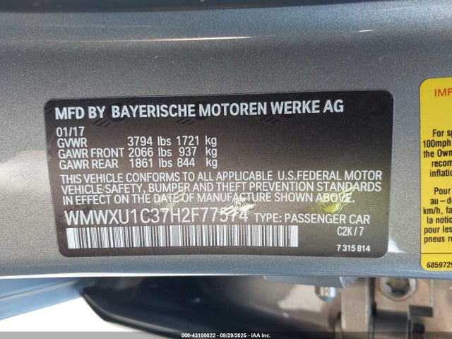 WMWXU1C37H2F77574 Mini Hardtop