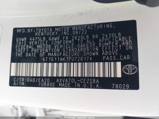 4T1G11AK1PU726174 Toyota a25a-fks