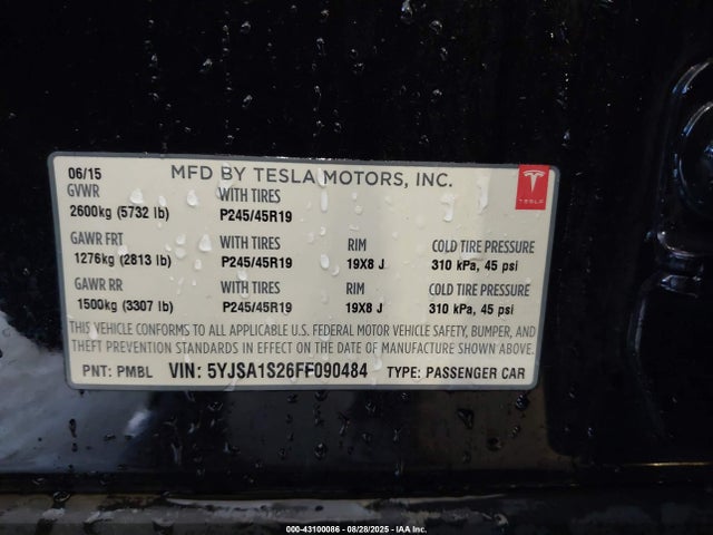 2015 TESLA MODEL S 5YJSA1S26FF090484 Photo 8