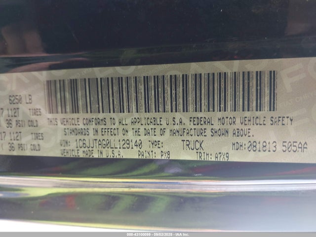 1C6JJTAG0LL129140 Jeep 2020