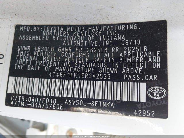 Toyota 2ar-fe 2014 4T4BF1FK1ER342533 Image 9