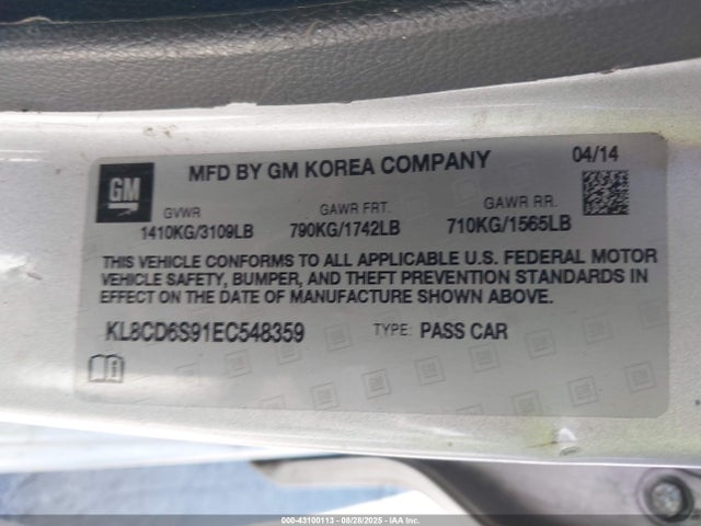 Chevrolet ll0 2014 KL8CD6S91EC548359 Image 9