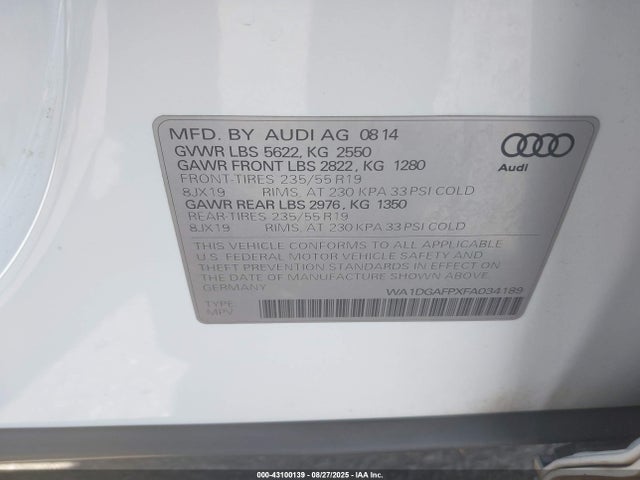 2015 AUDI Q5 WA1DGAFPXFA034189 Photo 8