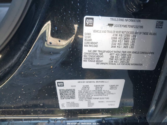 1GC5YME70NF222795 Chevrolet Silverado 2500hd 4wd Standard Bed Custom