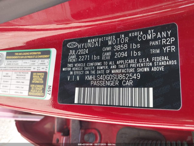 KMHLS4DG0SU862549 Hyundai mpi nu pe