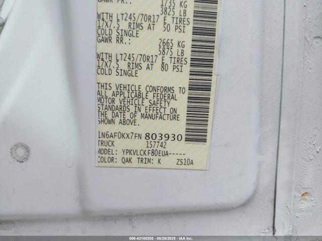 1N6AF0KX7FN803930 Nissan 2015