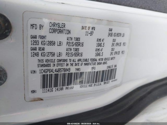 1998 CHRYSLER TOWN & COUNTRY 1C4GP64L4WB578049 Photo 8