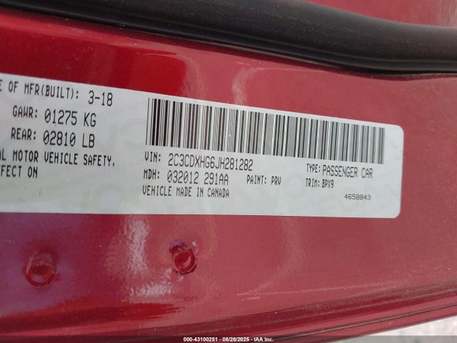 2C3CDXHG6JH281282 Dodge Charger