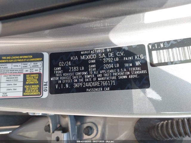 3KPF24AD6RE766171 KIA mpi nu
