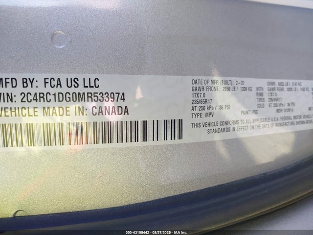 Chrysler Voyager 2021 2C4RC1DG0MR533974 Image 9