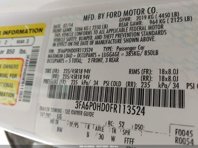 Ford 2015 2015 3FA6P0HD0FR113524 Image 9