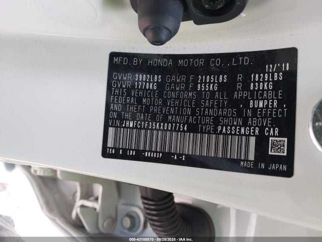 Honda l15b7/l15by 2019 JHMFC1F35KX007754 Image 9