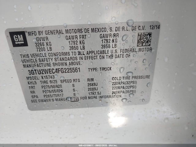 2015 GMC SIERRA 1500 3GTU2WEC4FG225561 Photo 8