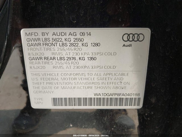 2015 AUDI Q5 WA1DGAFP8FA040198 Photo 8