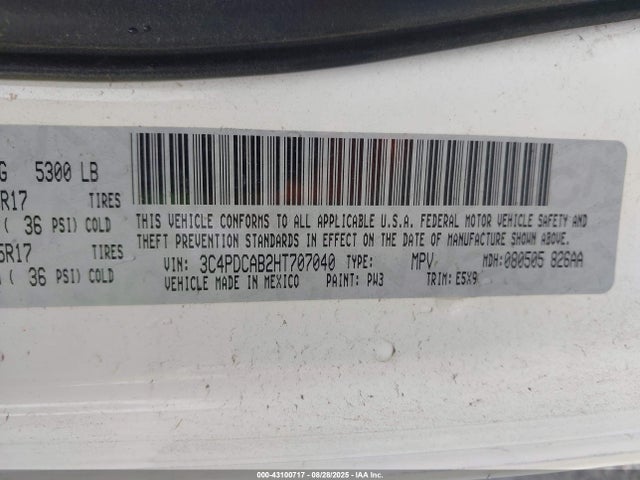 3C4PDCAB2HT707040 Dodge Journey