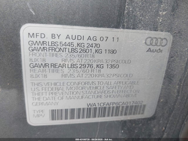 2012 AUDI Q5 WA1CFAFP6CA017402 Photo 8