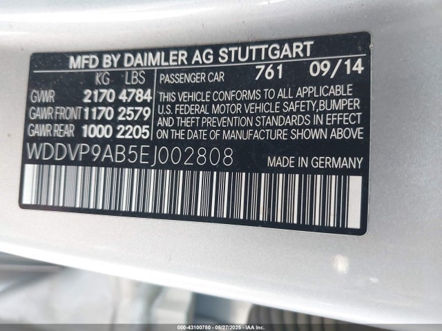 WDDVP9AB5EJ002808 Mercedes-Benz B-Class