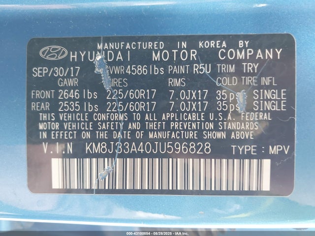 KM8J33A40JU596828 Hyundai gdi nu