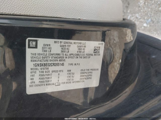 2012 CHEVROLET TAHOE 1GNSKBE02CR265145 Photo 8