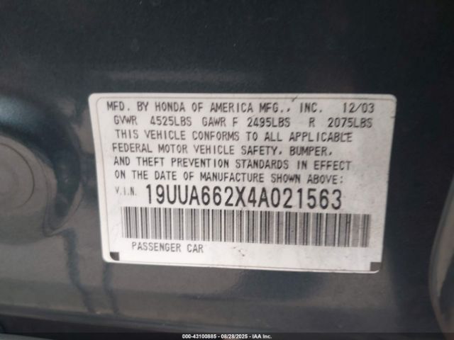 2004 ACURA TL 19UUA662X4A021563 Photo 8