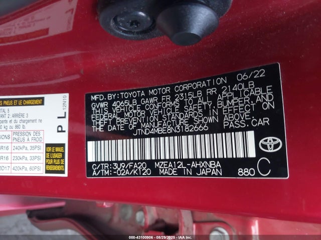 JTND4MBE8N3182666 Toyota m20a-fks