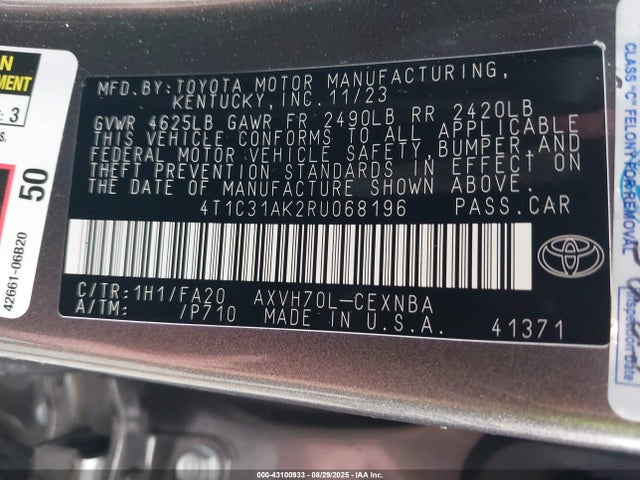 Toyota a25a-fxs 2024 4T1C31AK2RU068196 Image 9