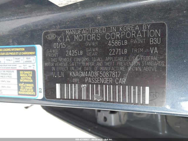 KIA mpi theta ii 2015 KNAGM4AD3F5087817 Image 9