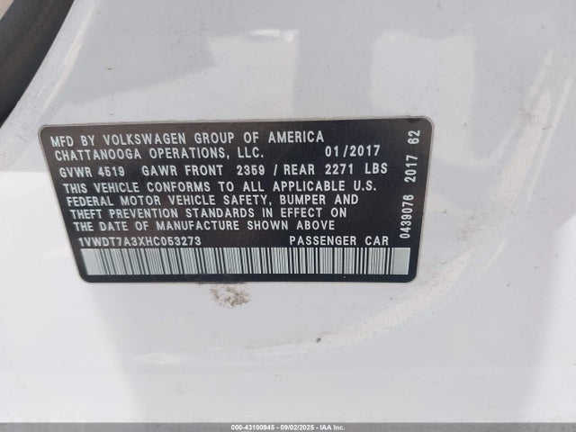 1VWDT7A3XHC053273 Volkswagen tsi