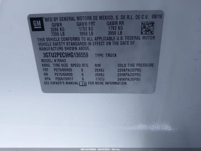 3GTU2PEC9HG136559 GMC l83 -spark ignited direct injection, variable valve timing, afm, e85 max, alum