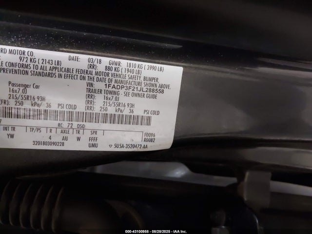 Ford 2.0l gdi 2018 1FADP3F21JL288558 Image 9