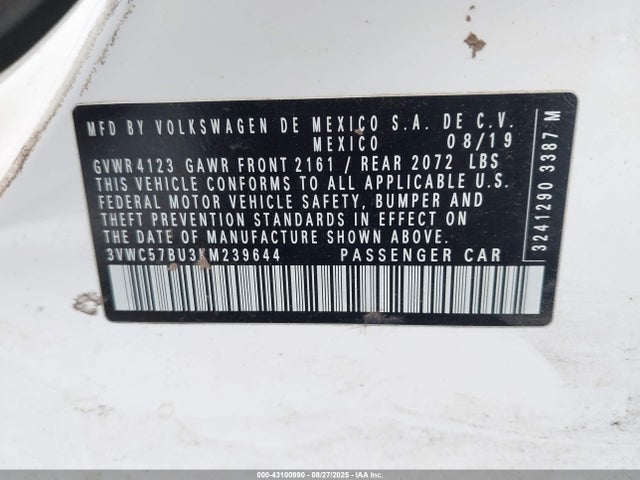 3VWC57BU3KM239644 Volkswagen 1.4 tsi