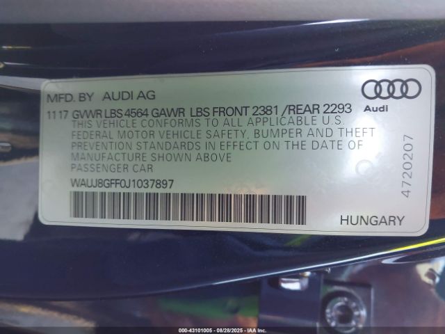 2018 AUDI A3 WAUJ8GFF0J1037897 Photo 8