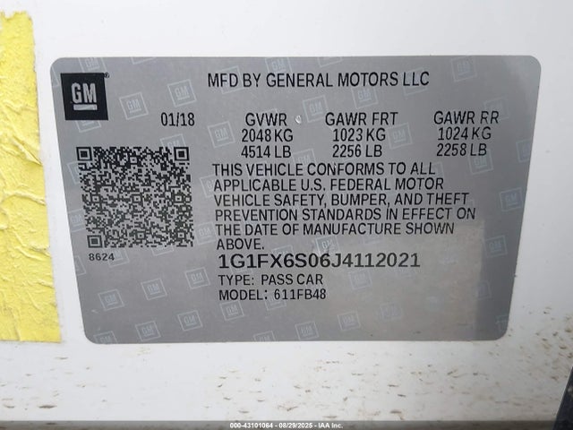 1G1FX6S06J4112021 Chevrolet BOLT EV