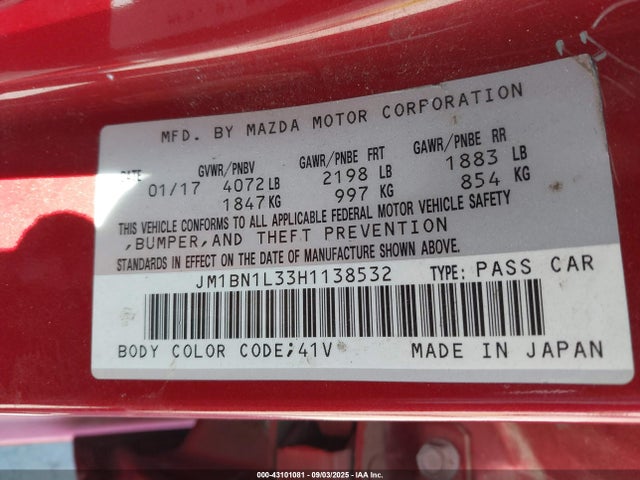 Mazda py 2017 JM1BN1L33H1138532 Image 9