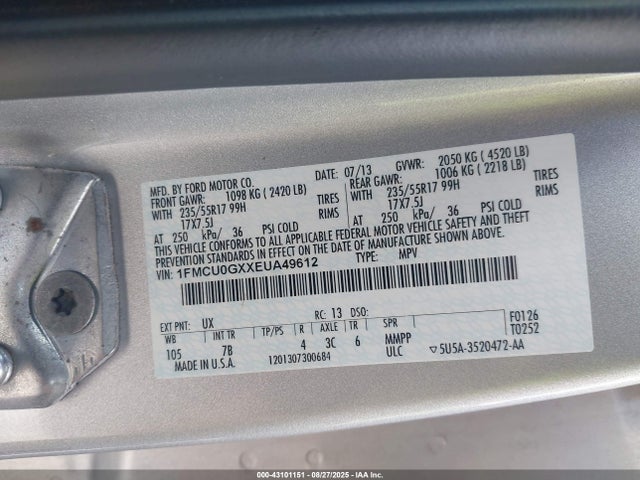 1FMCU0GXXEUA49612 Ford 2014