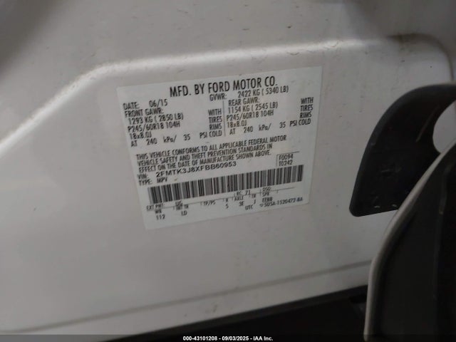 Ford Edge 2015 2FMTK3J8XFBB60953 Image 9